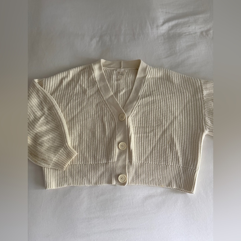 H&M Cream Button-Up Sweater